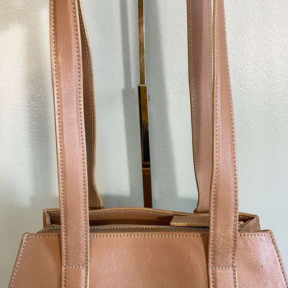 Vintage Luana Women's Brown Wide Open Top Zip Leather Tote Shoulder Bag - Picture 14 of 16